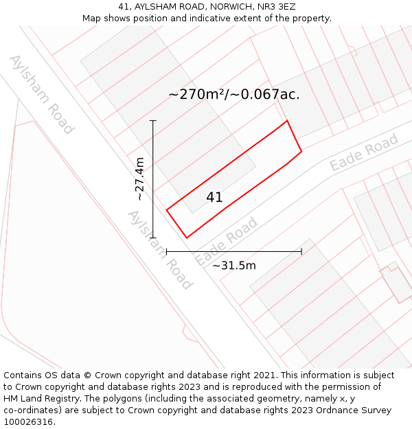 41, AYLSHAM ROAD, NORWICH, NR3 3EZ: Plot and title map