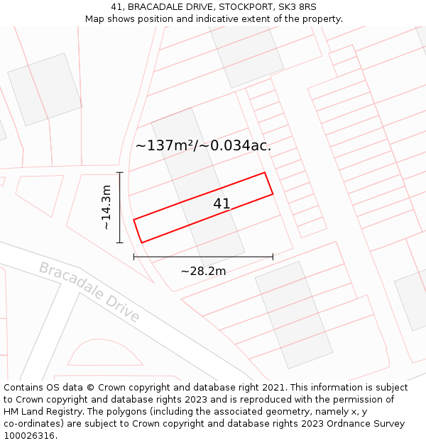 41, BRACADALE DRIVE, STOCKPORT, SK3 8RS: Plot and title map