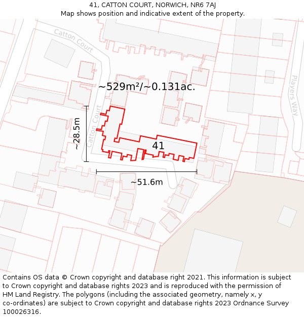 41, CATTON COURT, NORWICH, NR6 7AJ: Plot and title map