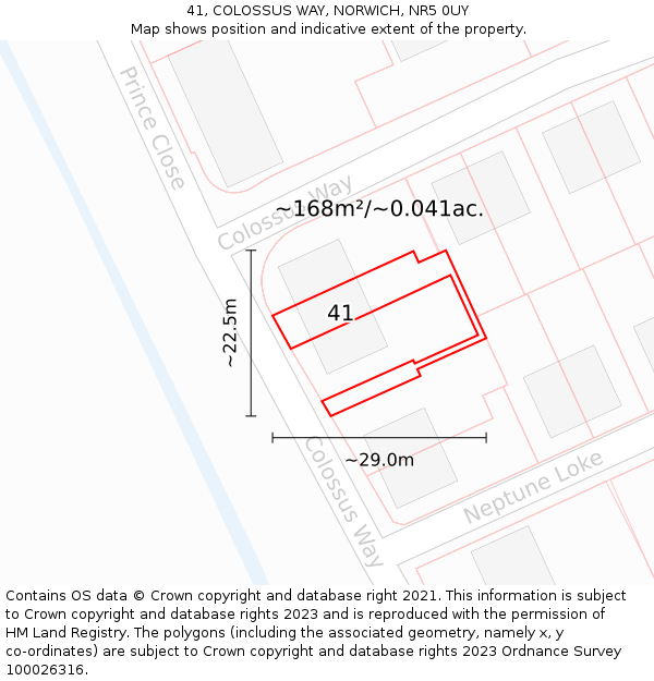 41, COLOSSUS WAY, NORWICH, NR5 0UY: Plot and title map