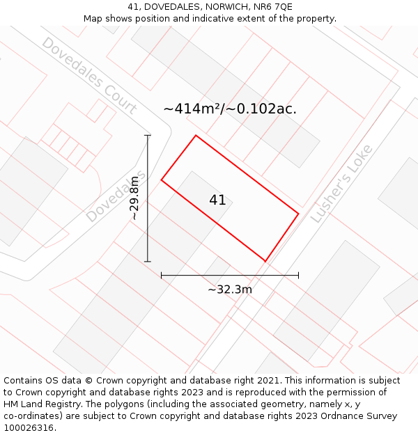 41, DOVEDALES, NORWICH, NR6 7QE: Plot and title map