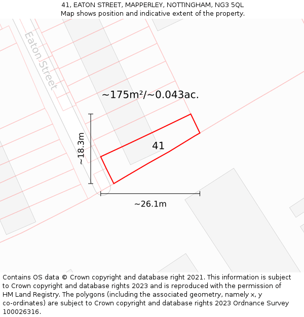 41, EATON STREET, MAPPERLEY, NOTTINGHAM, NG3 5QL: Plot and title map