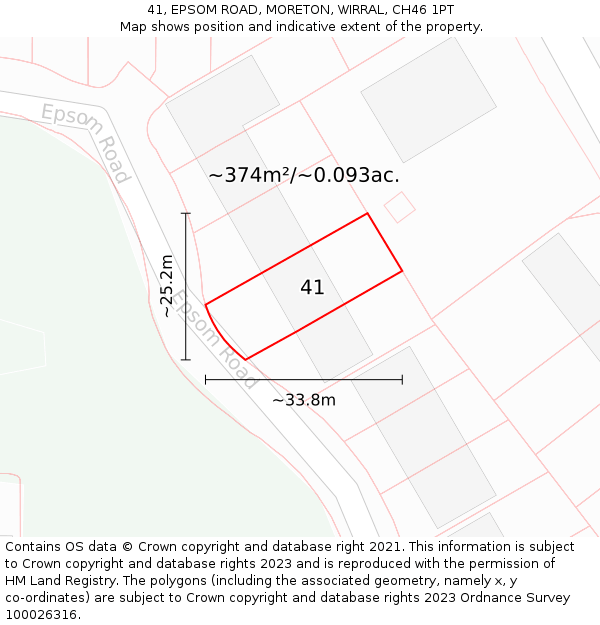41, EPSOM ROAD, MORETON, WIRRAL, CH46 1PT: Plot and title map