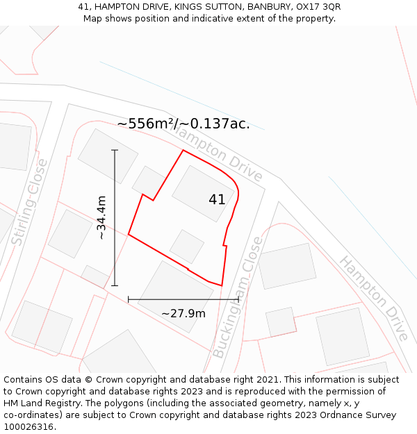 41, HAMPTON DRIVE, KINGS SUTTON, BANBURY, OX17 3QR: Plot and title map