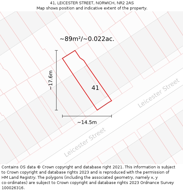 41, LEICESTER STREET, NORWICH, NR2 2AS: Plot and title map