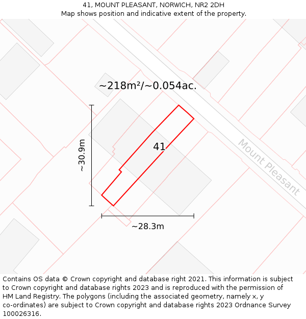 41, MOUNT PLEASANT, NORWICH, NR2 2DH: Plot and title map