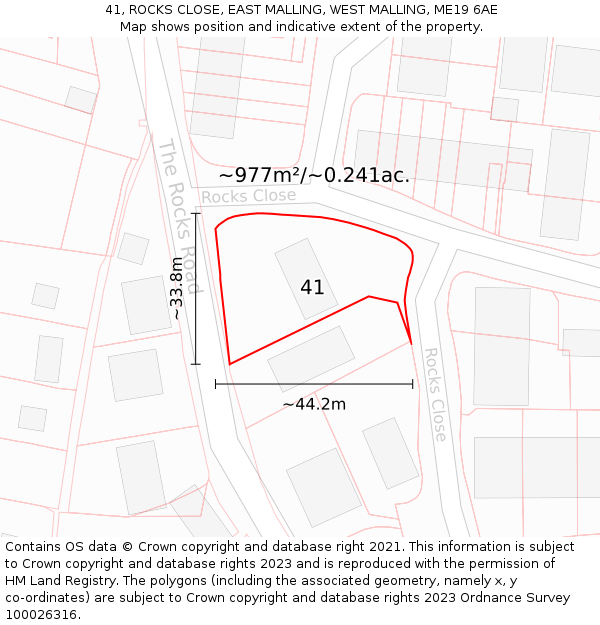 41, ROCKS CLOSE, EAST MALLING, WEST MALLING, ME19 6AE: Plot and title map