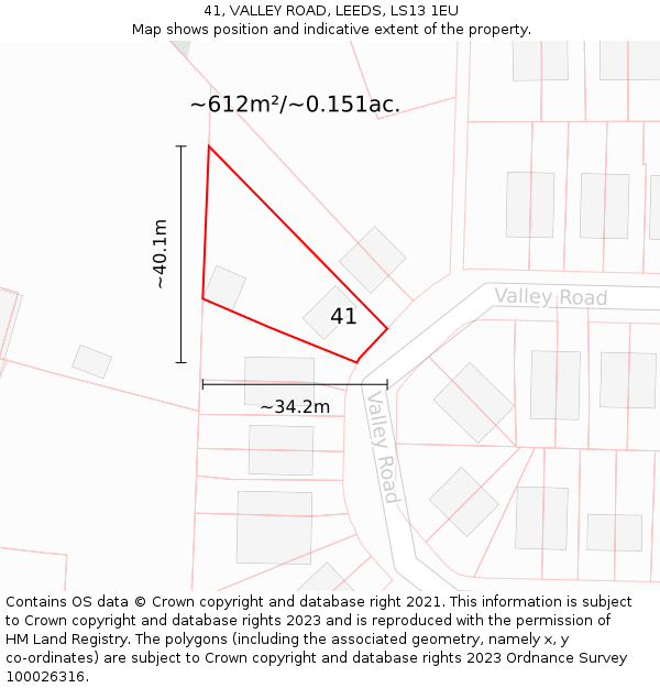 41, VALLEY ROAD, LEEDS, LS13 1EU: Plot and title map