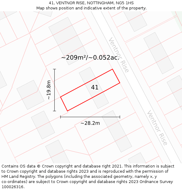 41, VENTNOR RISE, NOTTINGHAM, NG5 1HS: Plot and title map