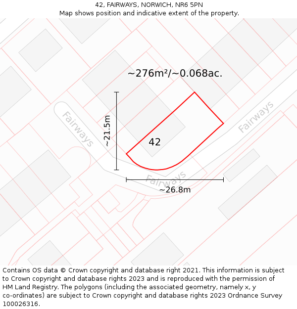 42, FAIRWAYS, NORWICH, NR6 5PN: Plot and title map