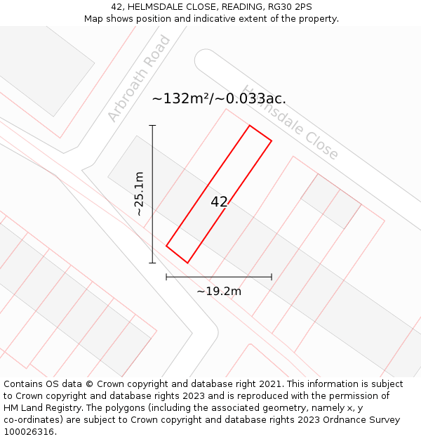 42, HELMSDALE CLOSE, READING, RG30 2PS: Plot and title map