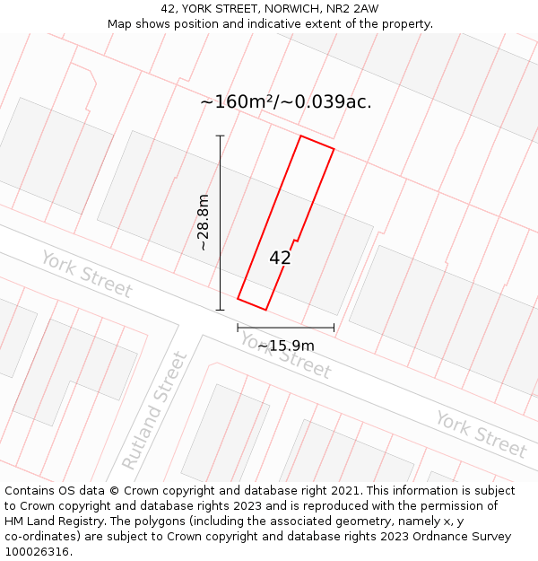 42, YORK STREET, NORWICH, NR2 2AW: Plot and title map