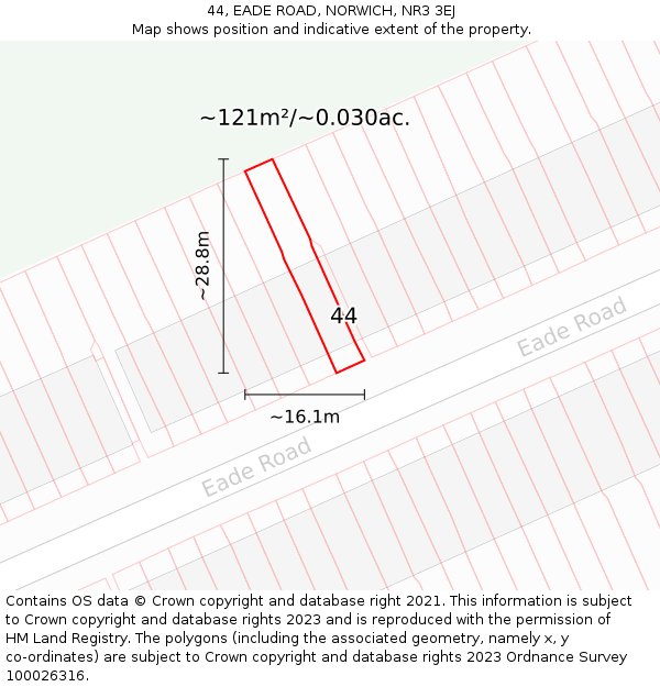 44, EADE ROAD, NORWICH, NR3 3EJ: Plot and title map