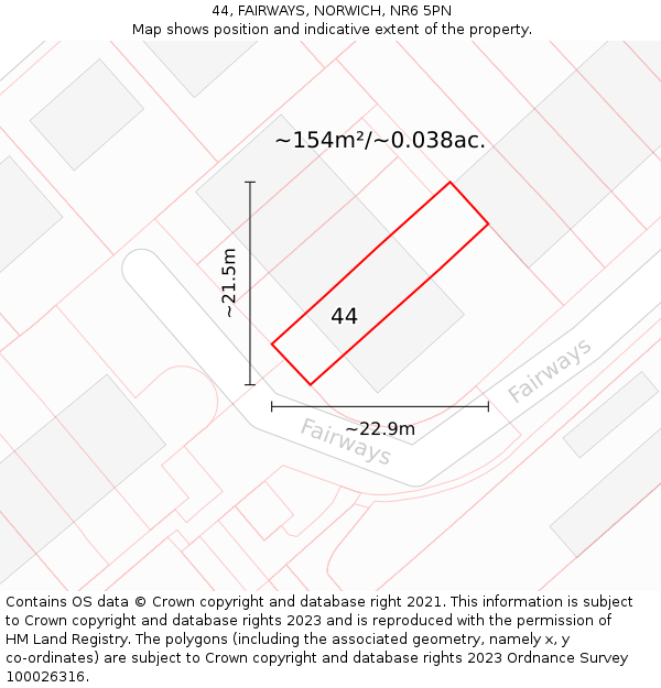 44, FAIRWAYS, NORWICH, NR6 5PN: Plot and title map