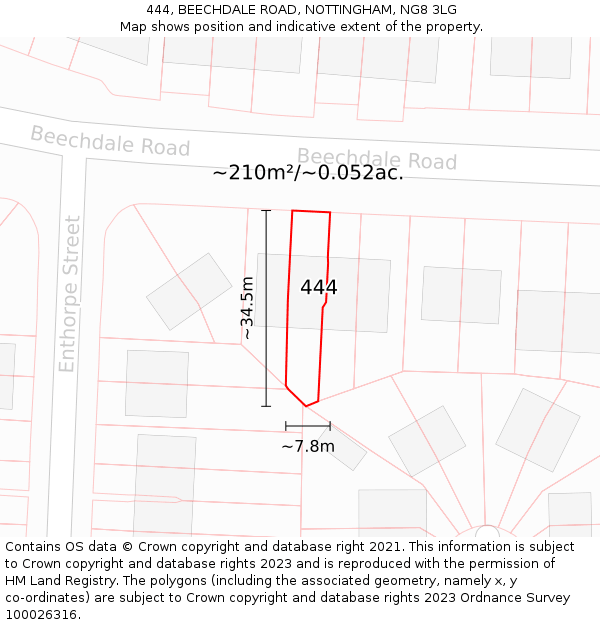444, BEECHDALE ROAD, NOTTINGHAM, NG8 3LG: Plot and title map