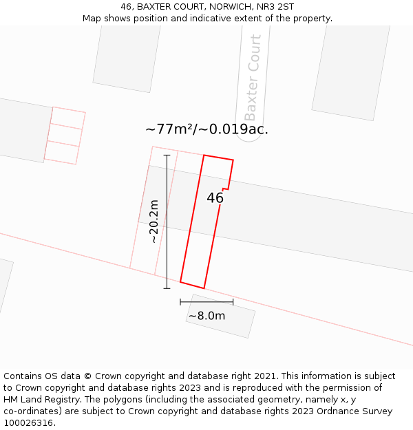 46, BAXTER COURT, NORWICH, NR3 2ST: Plot and title map