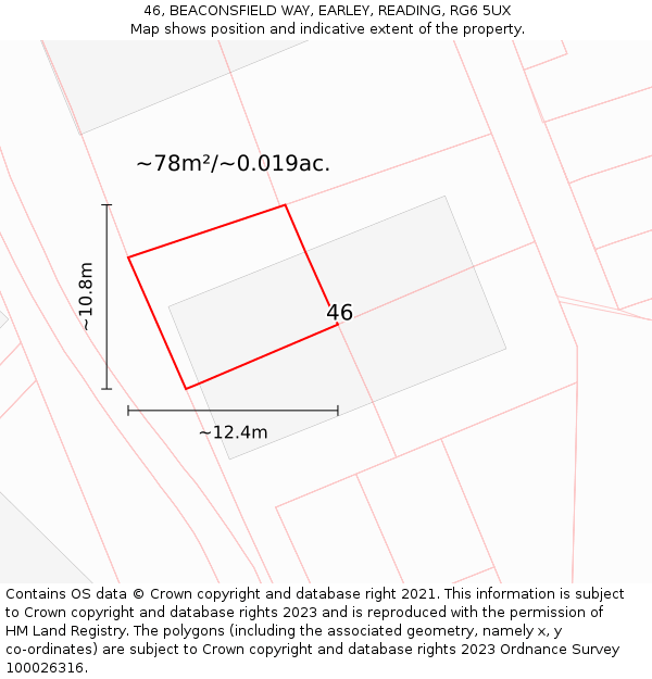 46, BEACONSFIELD WAY, EARLEY, READING, RG6 5UX: Plot and title map