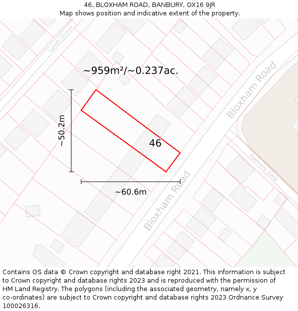 46, BLOXHAM ROAD, BANBURY, OX16 9JR: Plot and title map