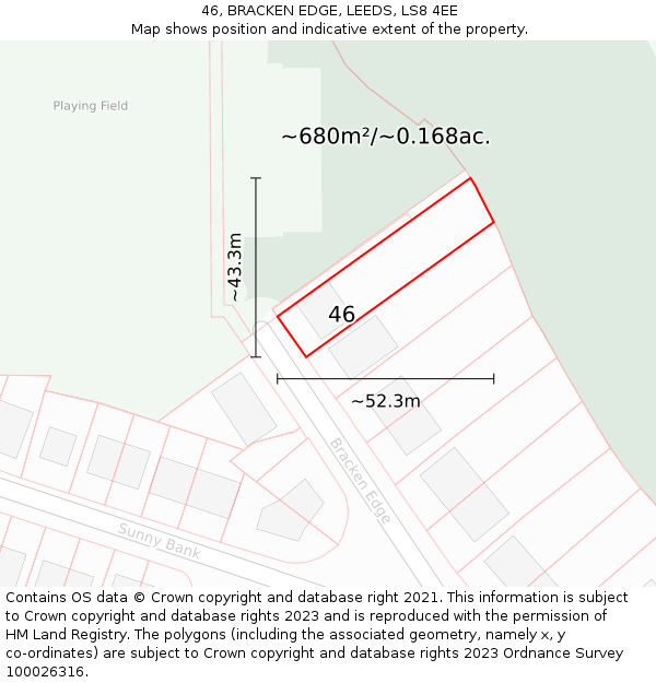 46, BRACKEN EDGE, LEEDS, LS8 4EE: Plot and title map