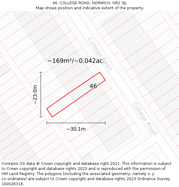 46, COLLEGE ROAD, NORWICH, NR2 3JL: Plot and title map