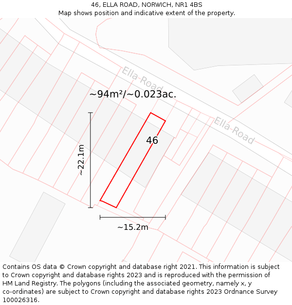 46, ELLA ROAD, NORWICH, NR1 4BS: Plot and title map