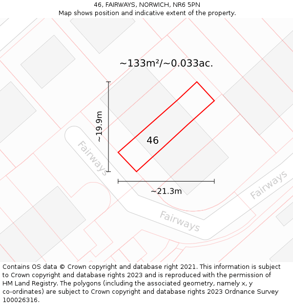 46, FAIRWAYS, NORWICH, NR6 5PN: Plot and title map