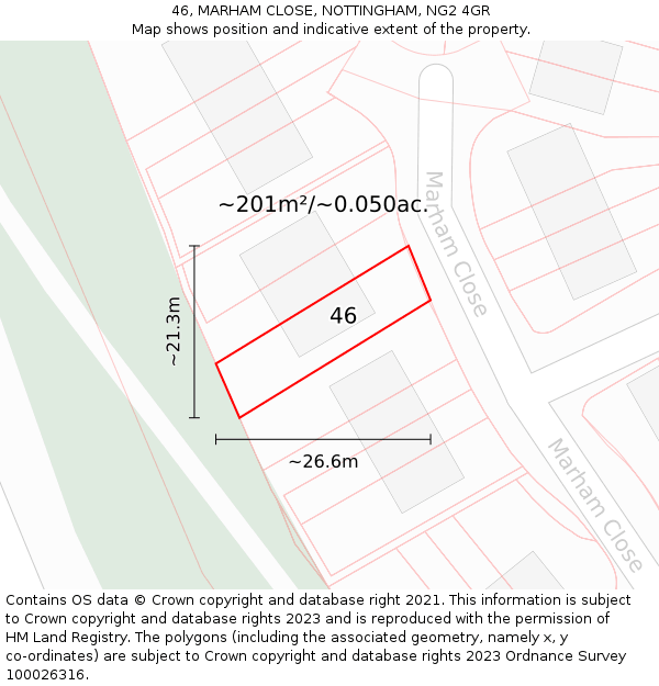 46, MARHAM CLOSE, NOTTINGHAM, NG2 4GR: Plot and title map