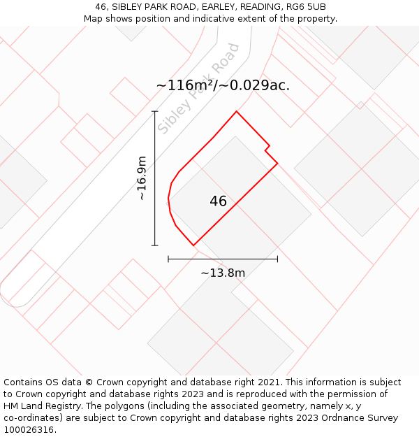 46, SIBLEY PARK ROAD, EARLEY, READING, RG6 5UB: Plot and title map
