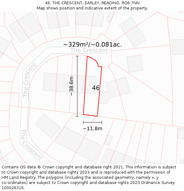 46, THE CRESCENT, EARLEY, READING, RG6 7NN: Plot and title map