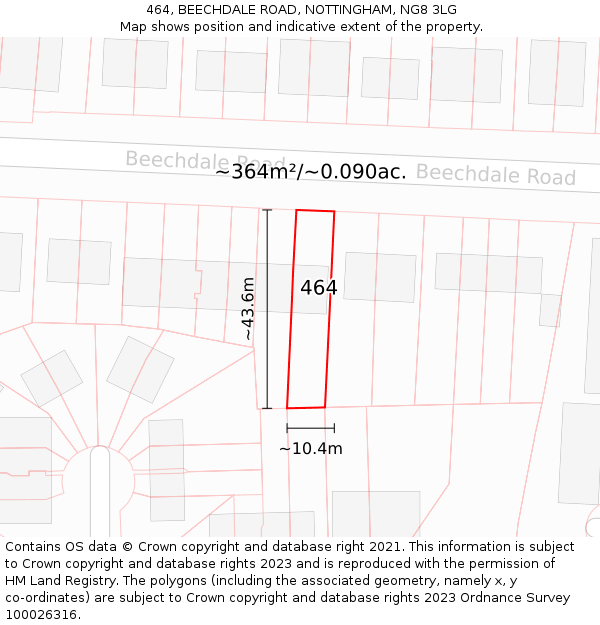464, BEECHDALE ROAD, NOTTINGHAM, NG8 3LG: Plot and title map