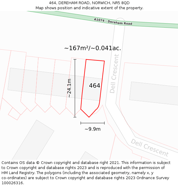 464, DEREHAM ROAD, NORWICH, NR5 8QD: Plot and title map