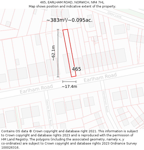 465, EARLHAM ROAD, NORWICH, NR4 7HL: Plot and title map