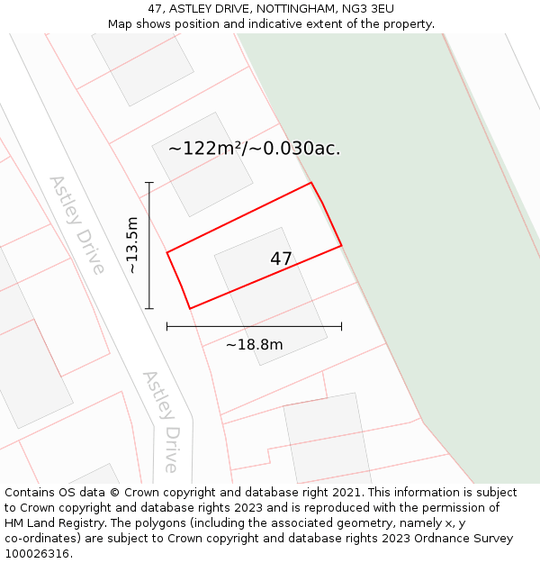 47, ASTLEY DRIVE, NOTTINGHAM, NG3 3EU: Plot and title map