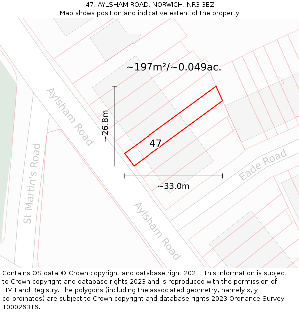 47, AYLSHAM ROAD, NORWICH, NR3 3EZ: Plot and title map