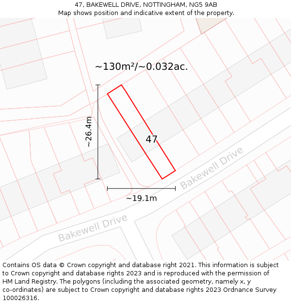 47, BAKEWELL DRIVE, NOTTINGHAM, NG5 9AB: Plot and title map