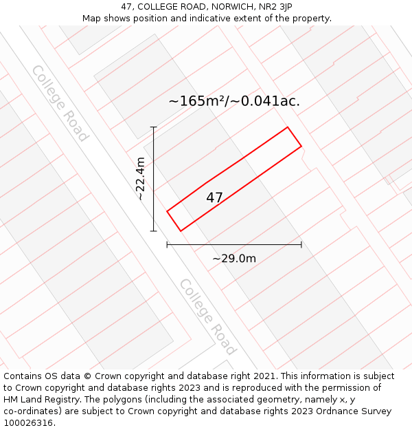 47, COLLEGE ROAD, NORWICH, NR2 3JP: Plot and title map