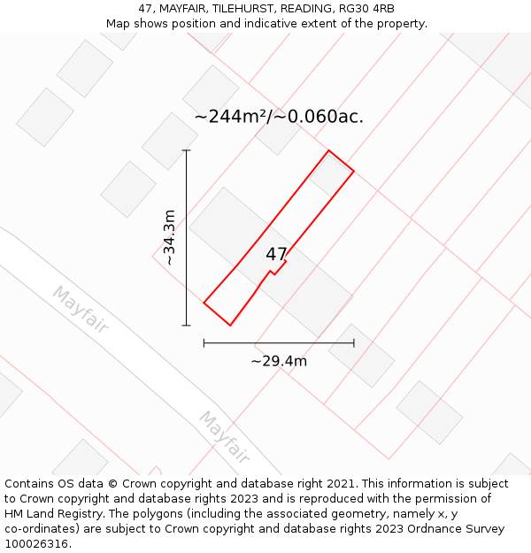 47, MAYFAIR, TILEHURST, READING, RG30 4RB: Plot and title map
