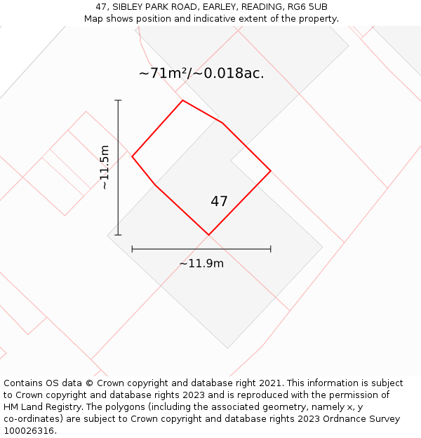 47, SIBLEY PARK ROAD, EARLEY, READING, RG6 5UB: Plot and title map
