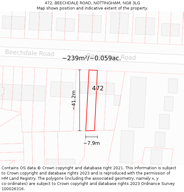 472, BEECHDALE ROAD, NOTTINGHAM, NG8 3LG: Plot and title map