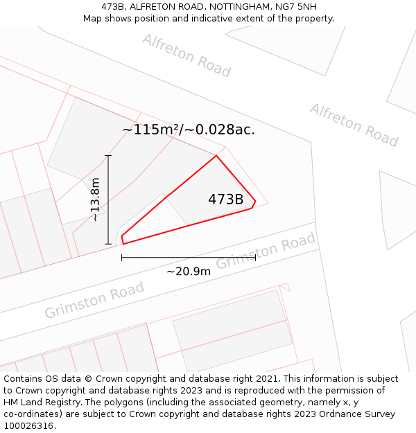 473B, ALFRETON ROAD, NOTTINGHAM, NG7 5NH: Plot and title map