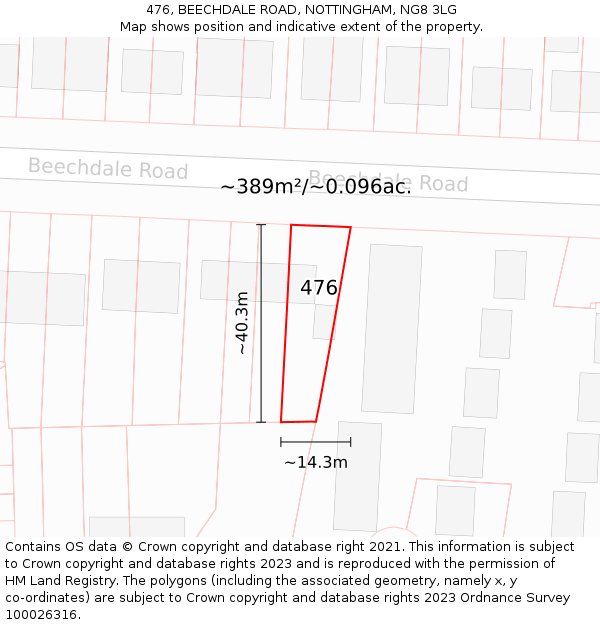 476, BEECHDALE ROAD, NOTTINGHAM, NG8 3LG: Plot and title map