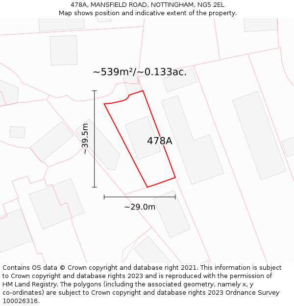 478A, MANSFIELD ROAD, NOTTINGHAM, NG5 2EL: Plot and title map