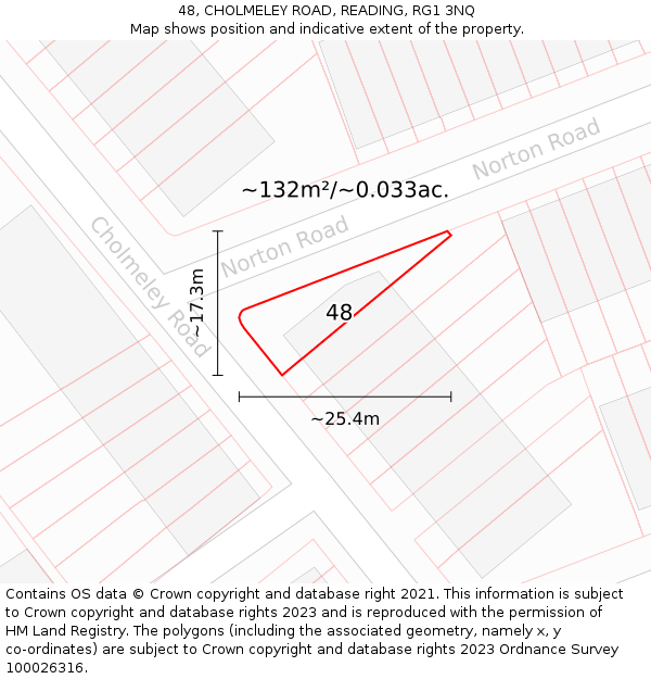 48, CHOLMELEY ROAD, READING, RG1 3NQ: Plot and title map