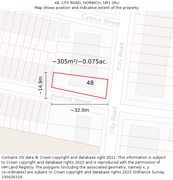 48, CITY ROAD, NORWICH, NR1 3AU: Plot and title map