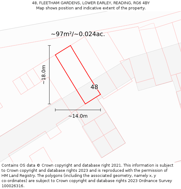 48, FLEETHAM GARDENS, LOWER EARLEY, READING, RG6 4BY: Plot and title map