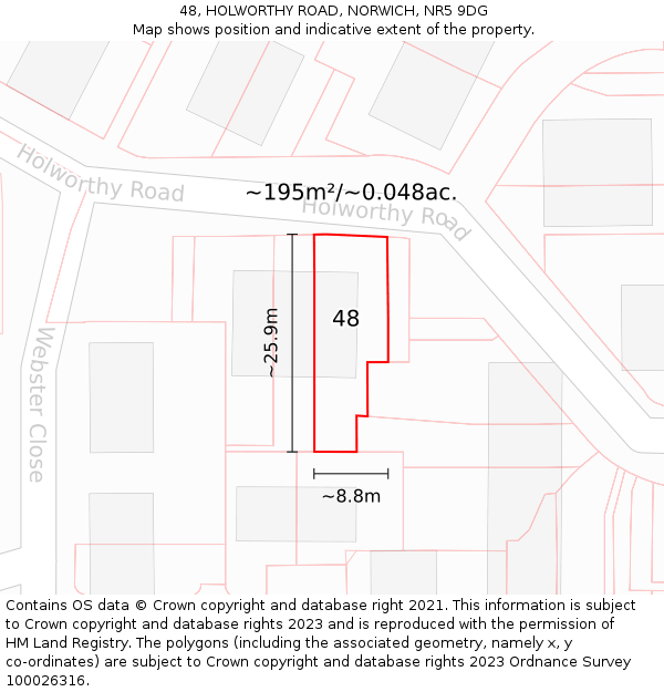 48, HOLWORTHY ROAD, NORWICH, NR5 9DG: Plot and title map