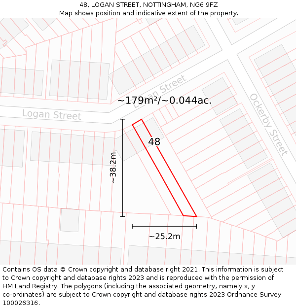 48, LOGAN STREET, NOTTINGHAM, NG6 9FZ: Plot and title map