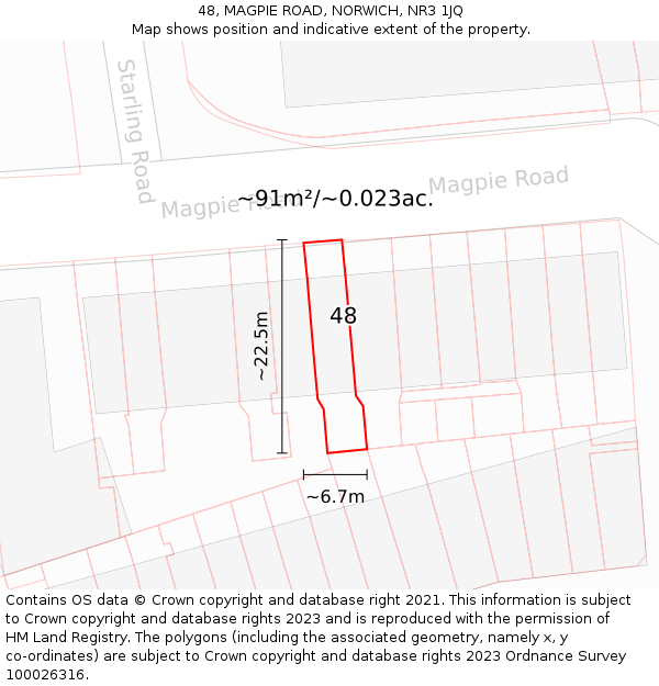 48, MAGPIE ROAD, NORWICH, NR3 1JQ: Plot and title map