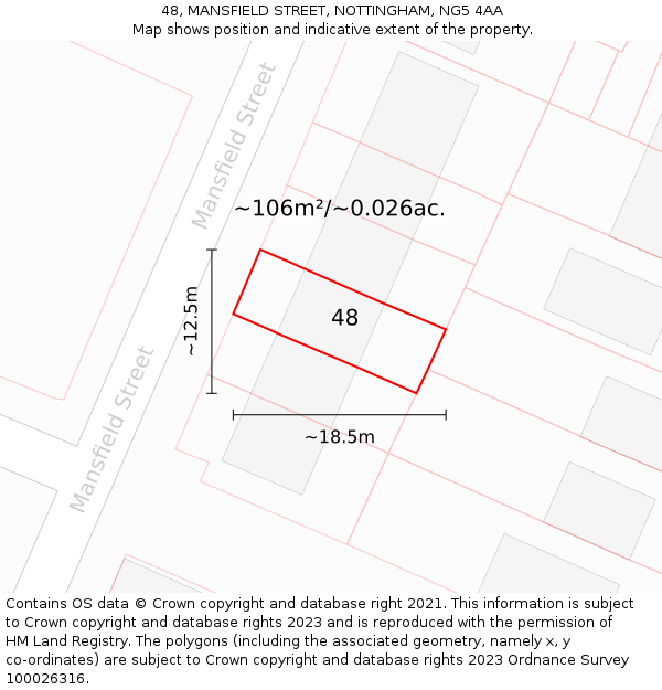 48, MANSFIELD STREET, NOTTINGHAM, NG5 4AA: Plot and title map