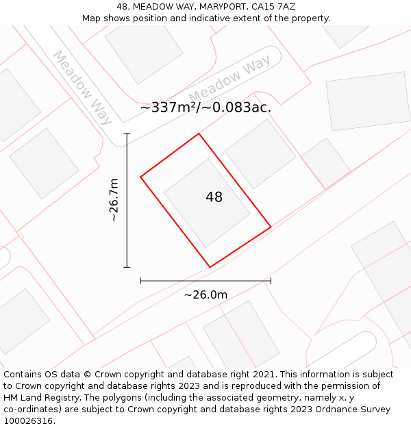 48, MEADOW WAY, MARYPORT, CA15 7AZ: Plot and title map